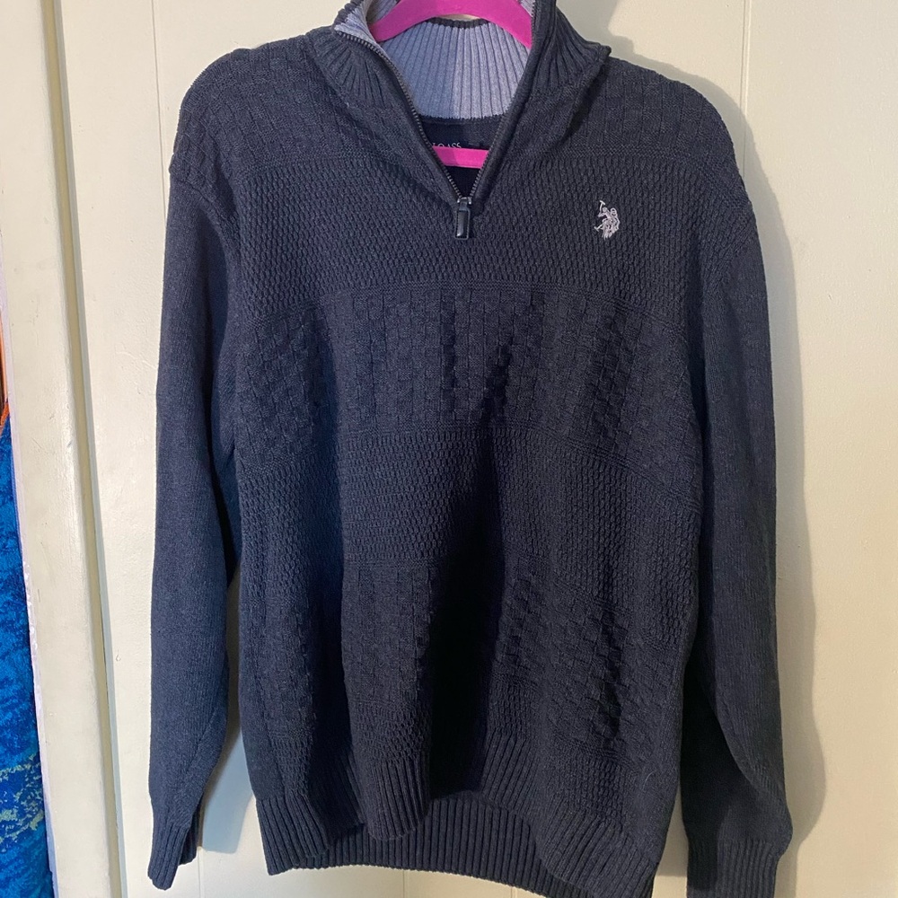 Men's Gray Half-Zip Sweater